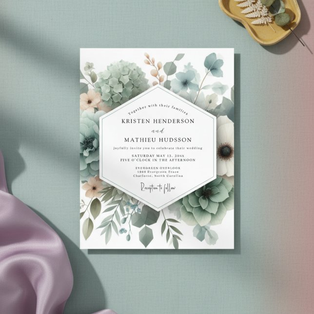 Sage Ethereal Floral Wedding Invitation (Creator Uploaded)