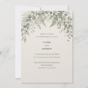 Sage Eucalyptus Fern Botanical Wedding Invitation