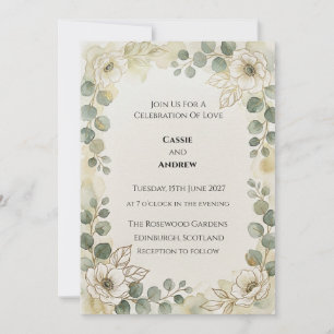 Sage Eucalyptus Floral Wedding Invitation
