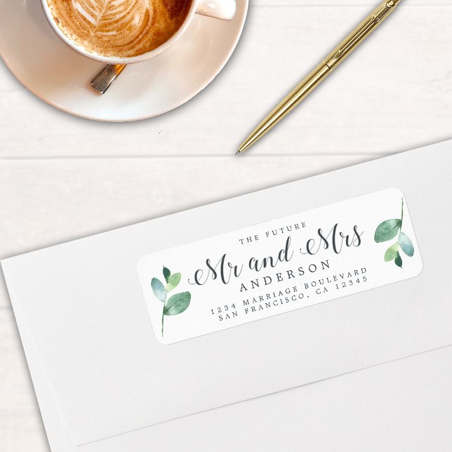 Sage Eucalyptus Future Mr Mrs Return Address Label (Creator Uploaded)
