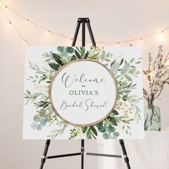 Sage Eucalyptus Greenery Bridal Shower Welcome Foam Board (In Situ (Stand))