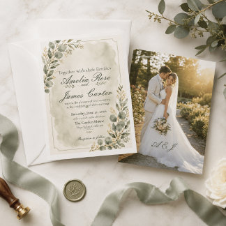 Sage Eucalyptus Greenery Wedding Invitation