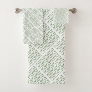 SAGE EUCALYPTUS GRID PATTERN BATHROOM TOWEL SET