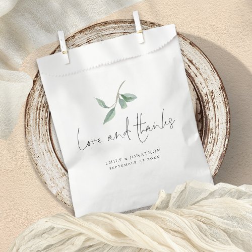 Sage Eucalyptus Love Thanks Script Wedding Favor Bag