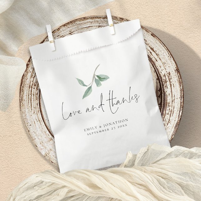 Sage Eucalyptus Love Thanks Script Wedding Favor Bag (Creator Uploaded)