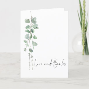 Sage Eucalyptus Photo Wedding Love Thanks Folded Thank You Card