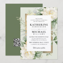 Sage Eucalyptus Rose Ivory & Gold Frame Wedding