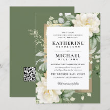Sage Eucalyptus Rose Ivory & Gold Frame Wedding