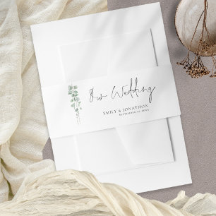 Sage Eucalyptus Script Names Our Wedding Invitation Belly Band