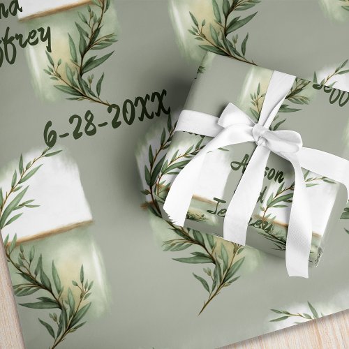 Sage Eucalyptus Sprig Personalized Wrapping Paper