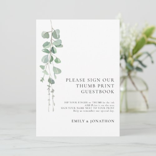 Sage Eucalyptus Thumbprint Guestbook sign card