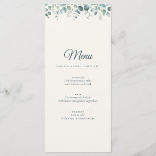 Sage Eucalyptus Wedding Dinner Menu
