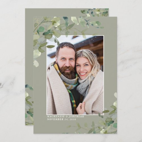 Sage Eucalyptus Wedding Photo Save the Date