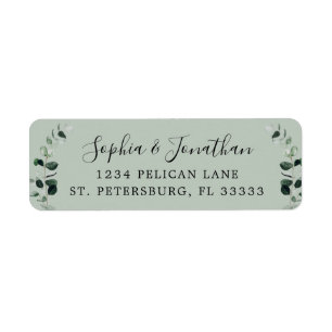 Sage Eucalyptus Wedding Return Address Label