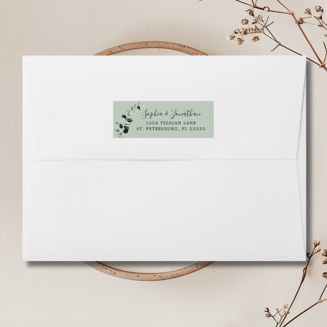 Sage Eucalyptus Wedding Return Address Label (Sage Eucalyptus Wedding Return Address Label)