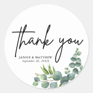 Sage Eucalyptus Woodland Wedding Classic Round Sticker