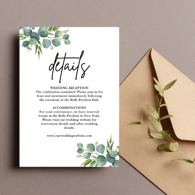 Sage Eucalyptus Woodland Wedding Details Enclosure Card (Creator Uploaded)