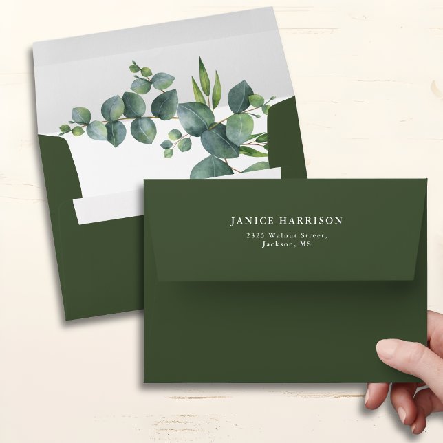 Sage Eucalyptus Woodland Wedding Envelope (Creator Uploaded)
