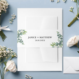 Sage Eucalyptus Woodland Wedding Invitation Belly Band