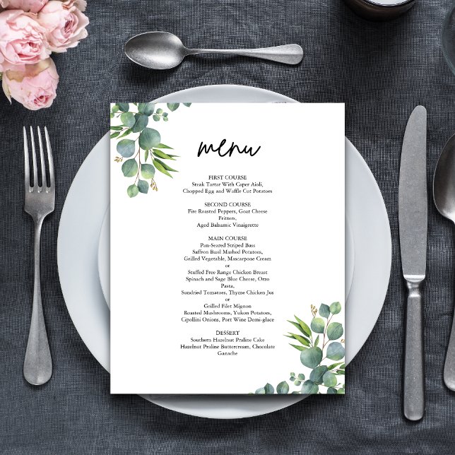 Sage Eucalyptus Woodland Wedding Menu (Creator Uploaded)