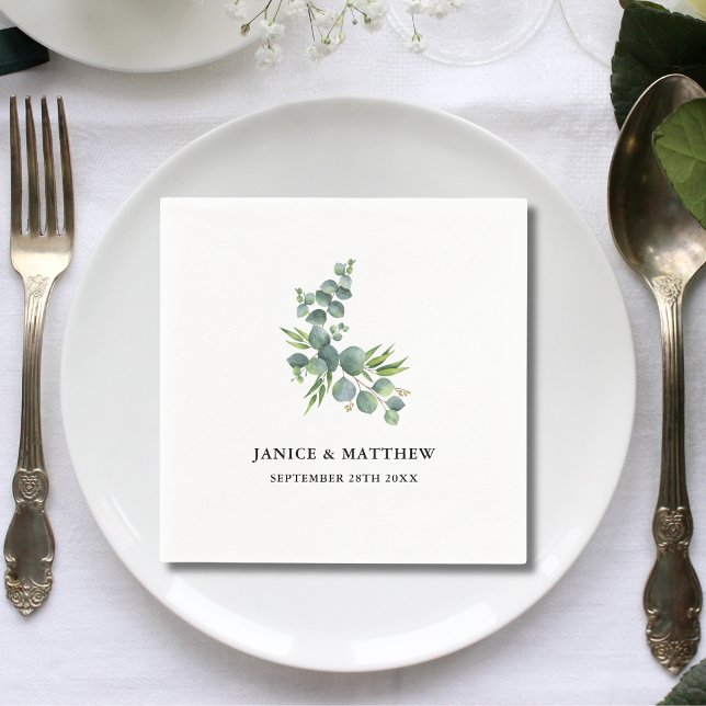 Sage Eucalyptus Woodland Wedding Napkins (Creator Uploaded)