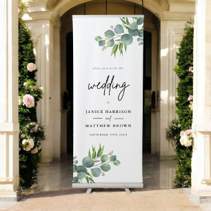 Sage Eucalyptus Woodland Wedding Retractable Banner