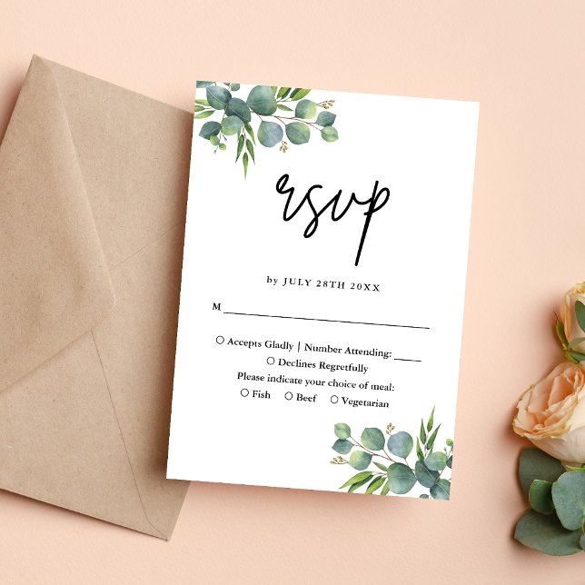 Sage Eucalyptus Woodland Wedding RSVP Card (Creator Uploaded)