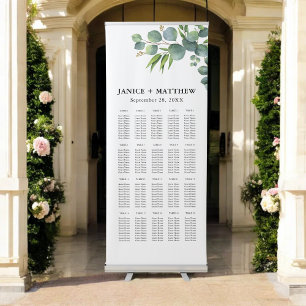 Sage Eucalyptus Woodland Wedding Seating Chart Retractable Banner
