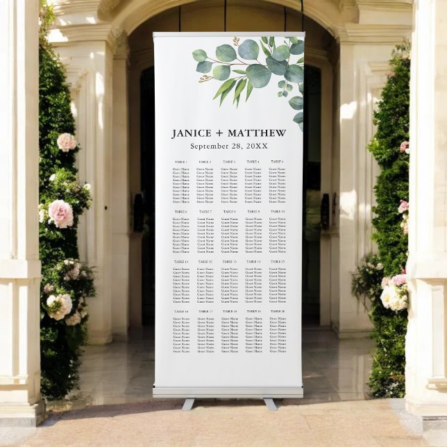 Sage Eucalyptus Woodland Wedding Seating Chart Retractable Banner (Creator Uploaded)