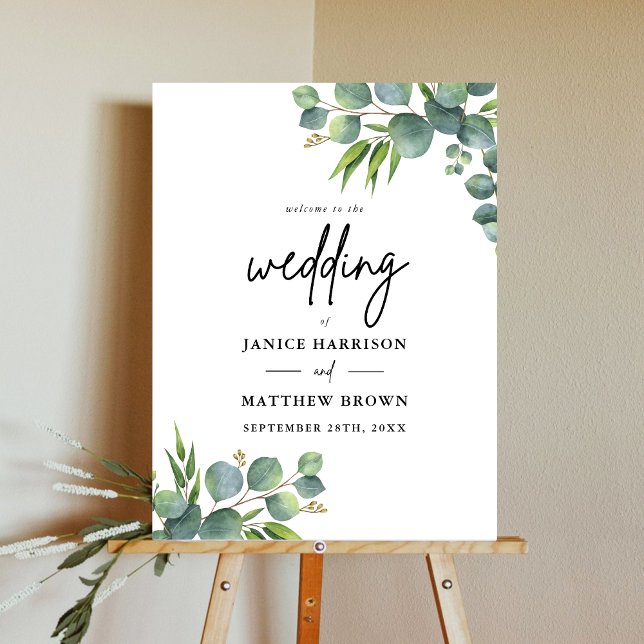 Sage Eucalyptus Woodland Wedding Welcome Banner Foam Board (Creator Uploaded)