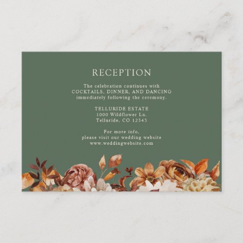 Sage Fall Terracotta Botanical Wedding Reception Enclosure Card