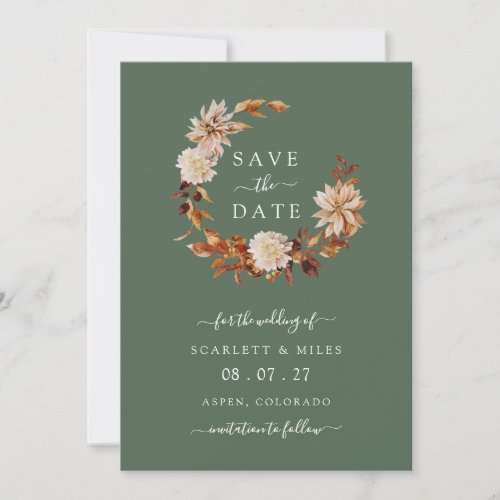 Sage Fall Wreath Wedding Save The Date