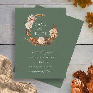 Sage Fall Wreath Wedding Save The Date