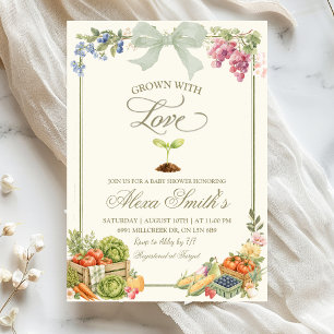 Sage Farmer's Market Grown With Love Baby Shower Invitation