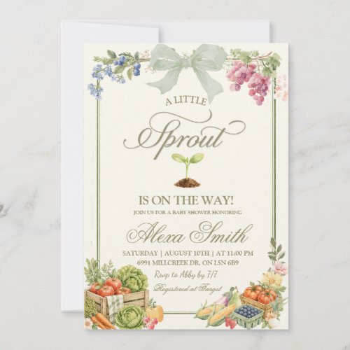 Sage Farmer's Market Little Sprout Baby Shower Invitation