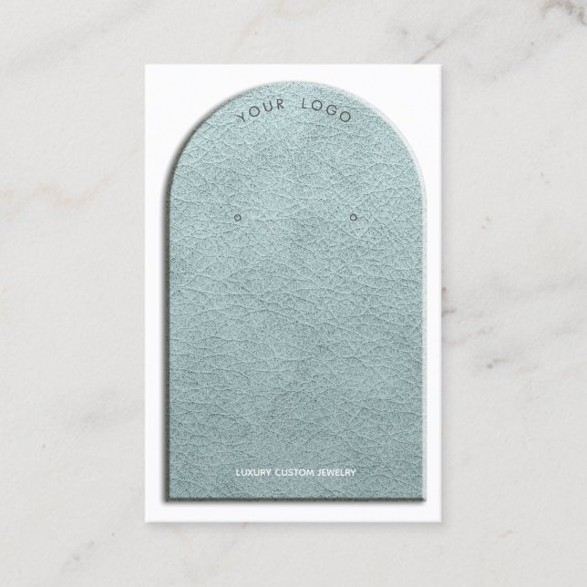 Sage Faux Leather Arch Earring Display Business Card (Front)