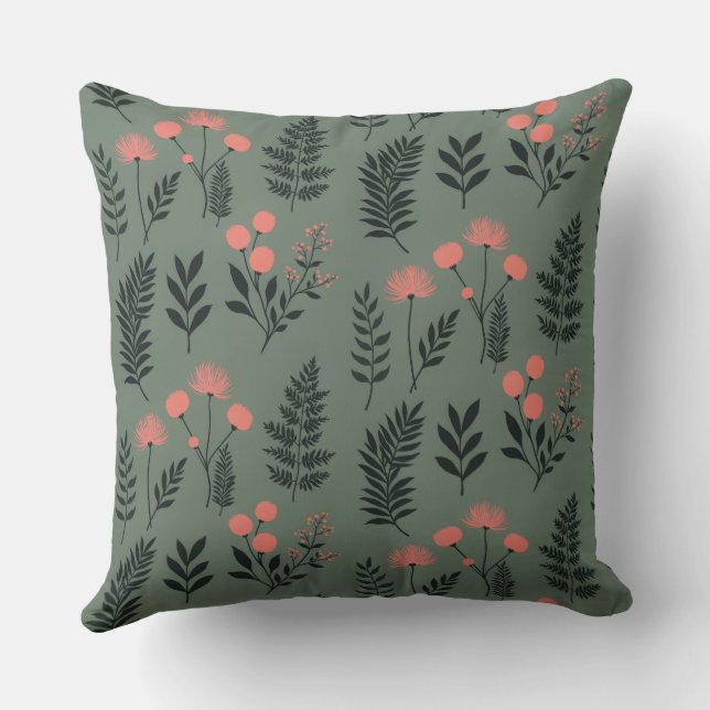 Sage Fern Throw Pillow (Back)