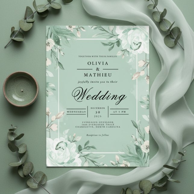 Sage Floral Archway Bloom Wedding Invitation (Creator Uploaded)