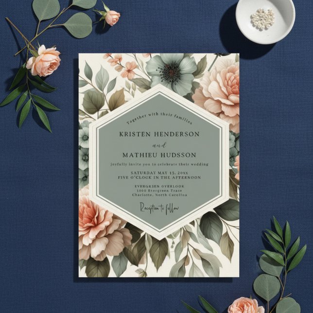 Sage Floral Bloom Romance Wedding Invitation (Creator Uploaded)