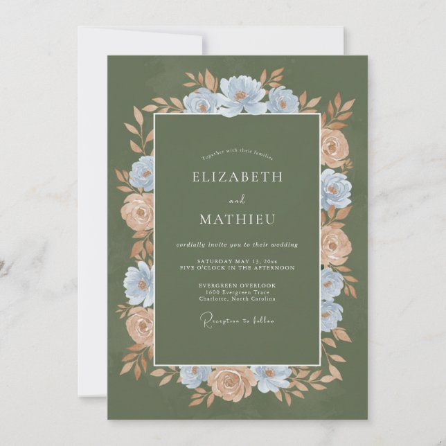 Sage Floral Botanical Romance Wedding Invitation (Front)