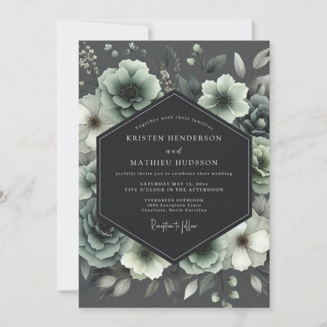 Sage Floral Enchantment Wedding Invitation (Front)