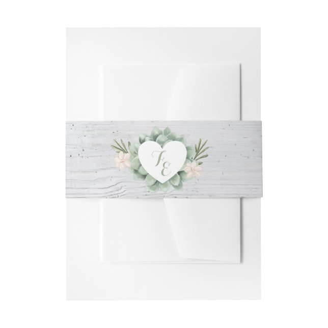 Sage Floral Flowers White Wood Wedding Belly Band (Front Example)