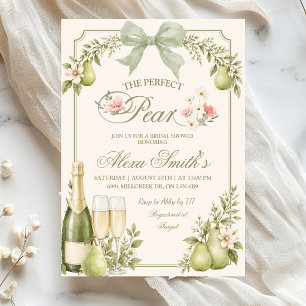 Sage Floral Fruit The Perfect Pear Bridal Shower Invitation