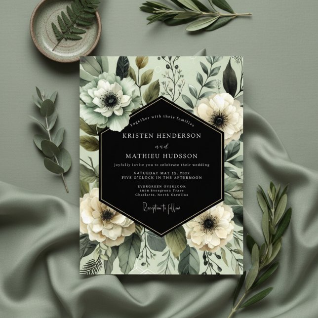 Sage Floral Opulent Wedding Invitation (Creator Uploaded)
