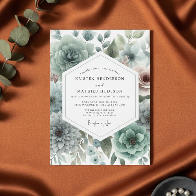 Sage Floral Romance Wedding Invitation (Creator Uploaded)