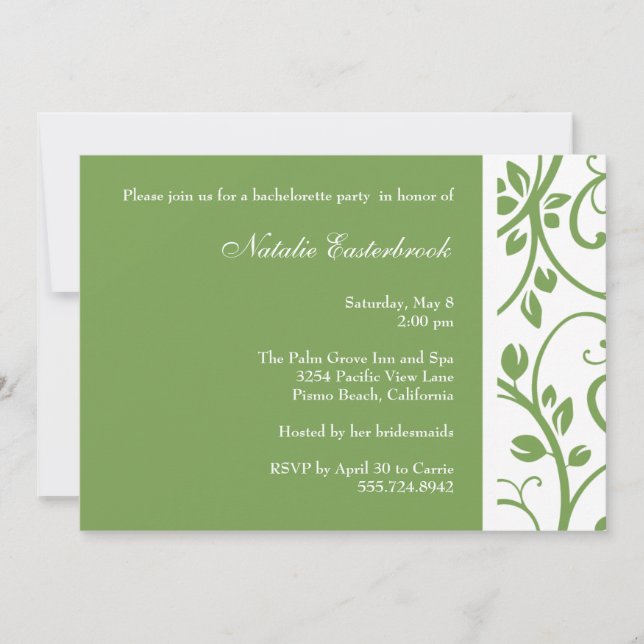 Sage Floral Vine Bachelorette Party Invitation (Front)