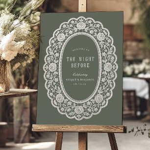 Sage Floral Vintage Lace The Night Before Sign