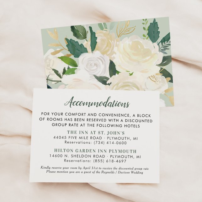 Sage Floral Wedding Accommodations Details Enclosure Card (Creator Uploaded)