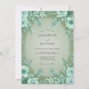 Sage Floral Whimsical Wedding Invitation