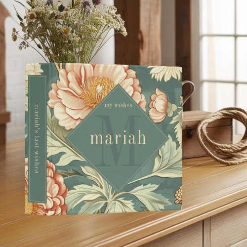 Sage Floral William Morris End of Life Planner 3 Ring Binder